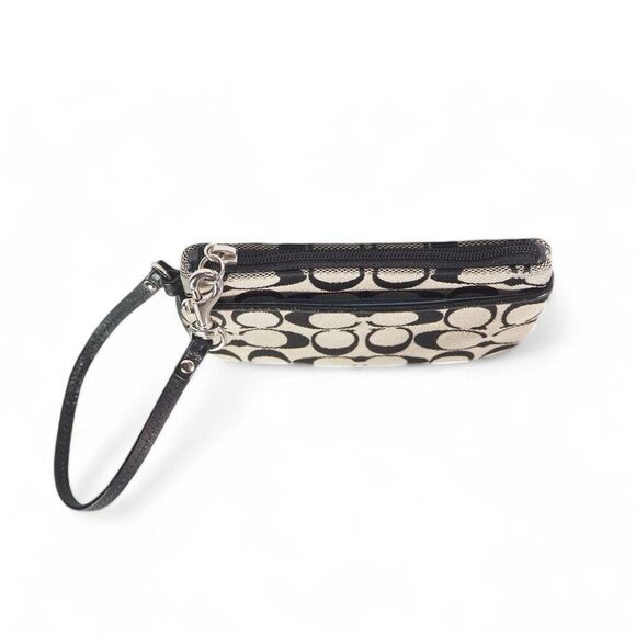 Coach Signature Small Wristlet Wallet Purse Grey / Black 4.25"H x 6.5"W - Picture 5 of 8